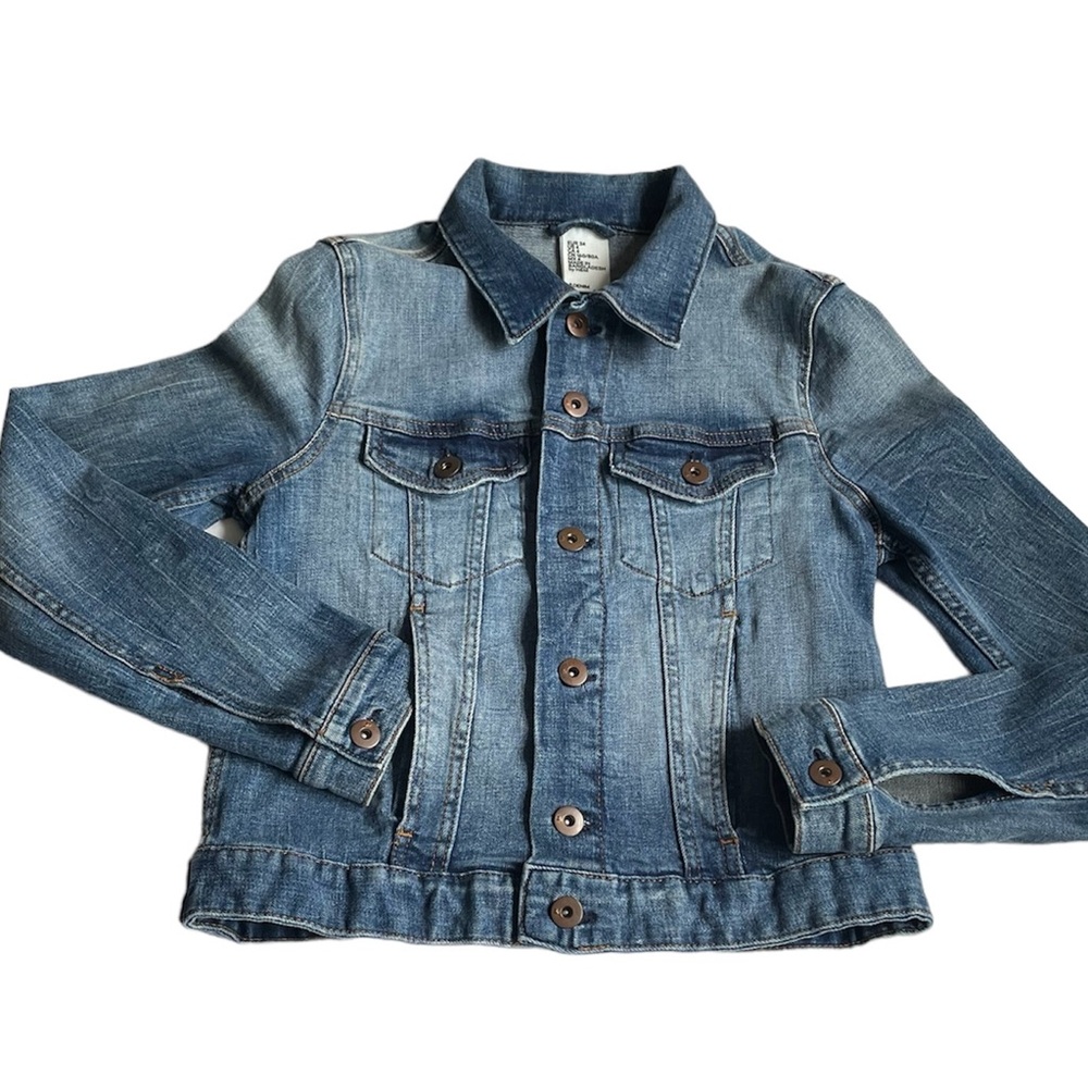 H&M Women’s Size 4 Denim Collared Button Up Jacket Long Sleeve Cotton Blue